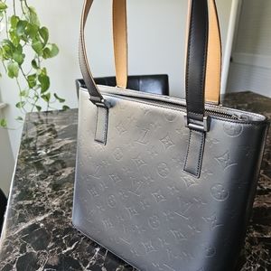 Louis Vuitton Stockton grey/silver vernis tote